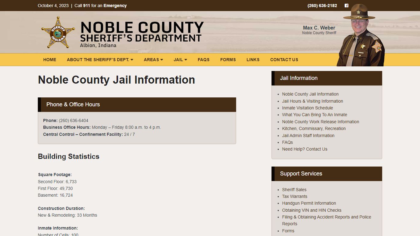Noble County Jail Information